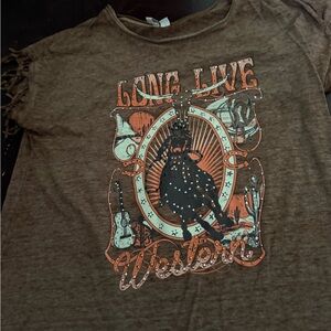 Cato Brown Western Graphic Top